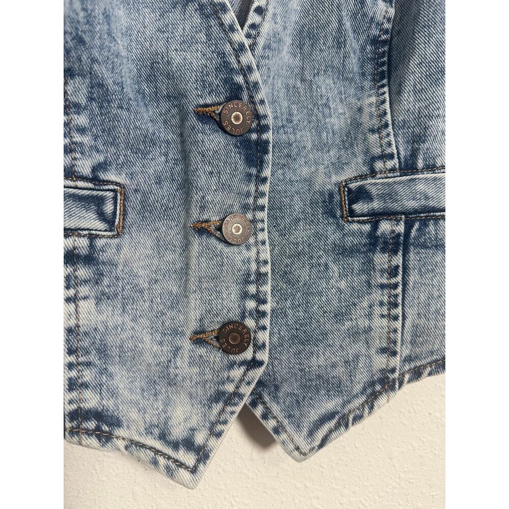 Sincerely Jules cropped tank vnck denim vest acid wash Size small NWT - Picture 2 of 8